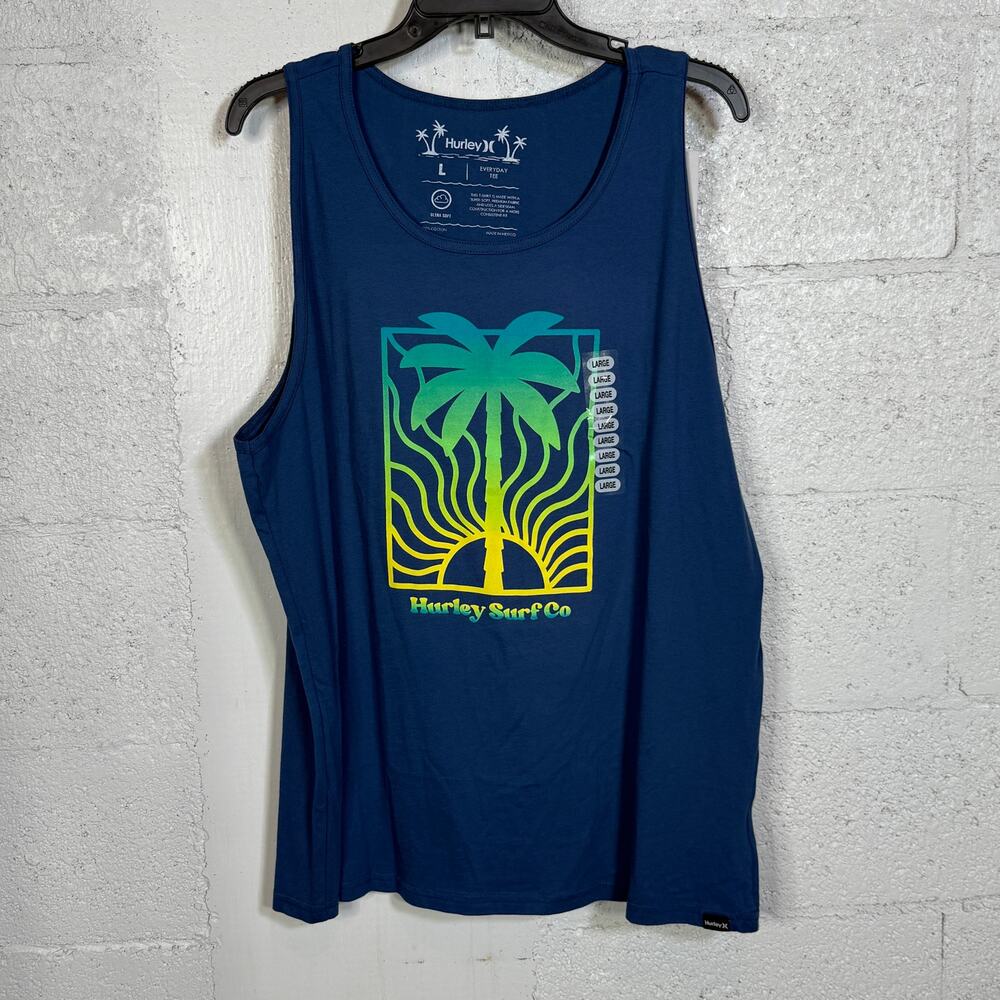 Hurley Everyday Palm Rise Print Tank Top Men, navy Large